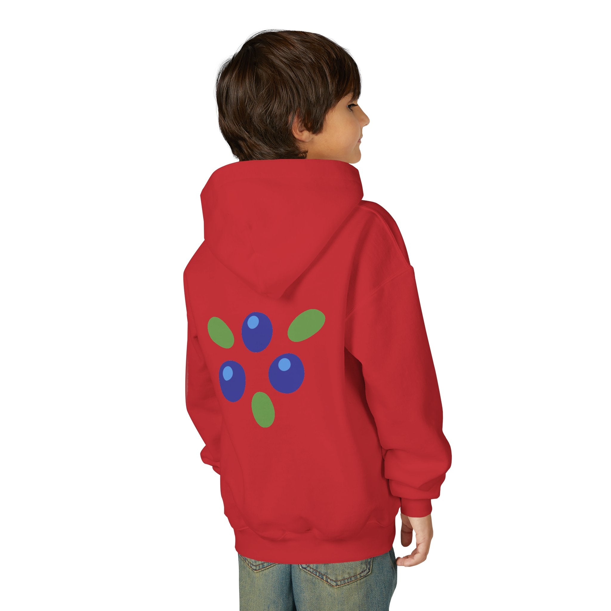 Youth Hoodie - "Love Is Patient" Christian Kids Sweatshirt (Olive/Blue Berry Back Design)