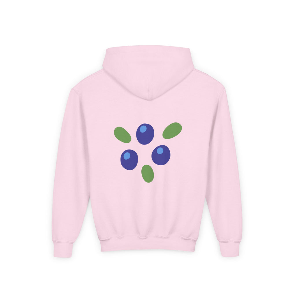 Youth Hoodie - "Love Is Patient" Christian Kids Sweatshirt (Olive/Blue Berry Back Design)