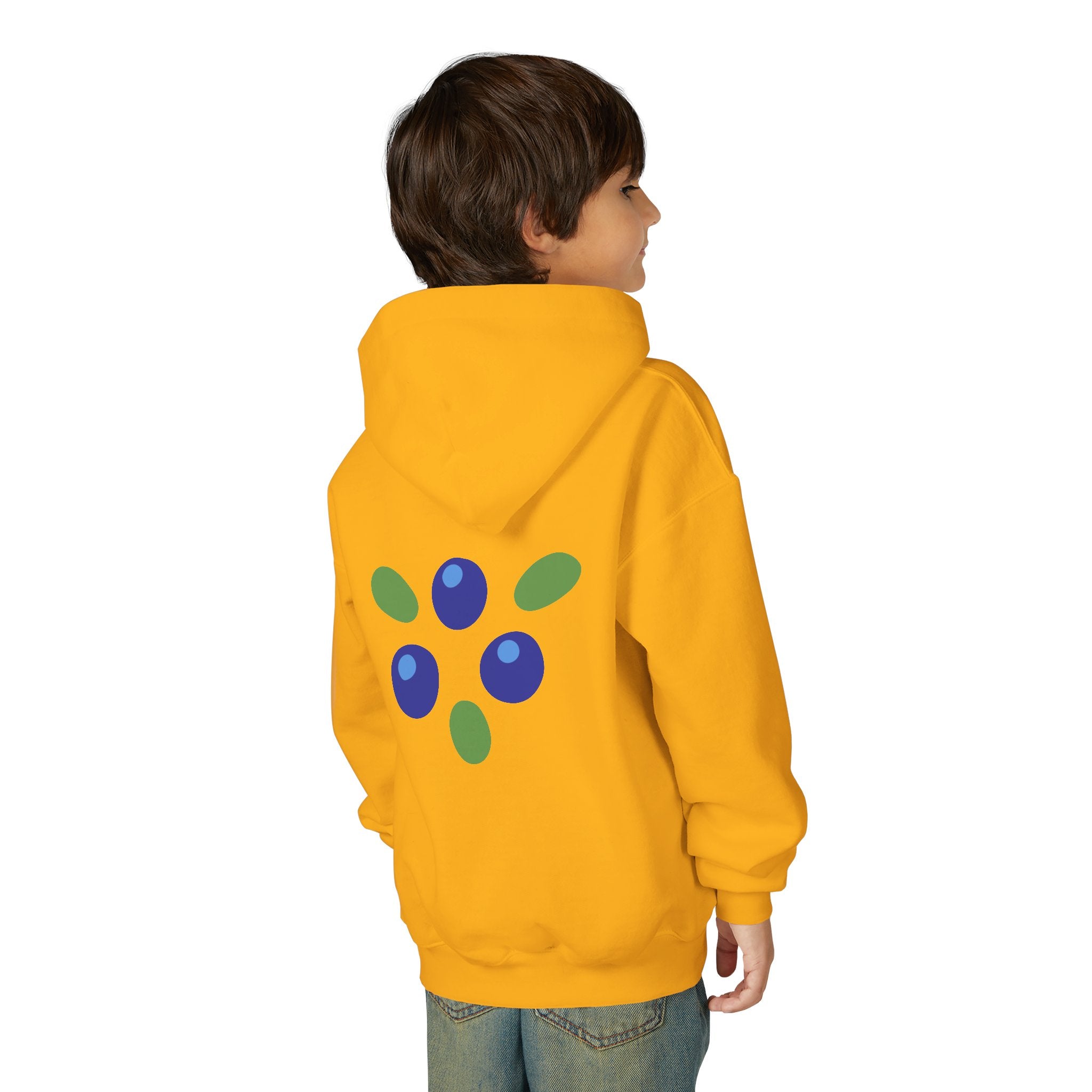 Youth Hoodie - "Love Is Patient" Christian Kids Sweatshirt (Olive/Blue Berry Back Design)