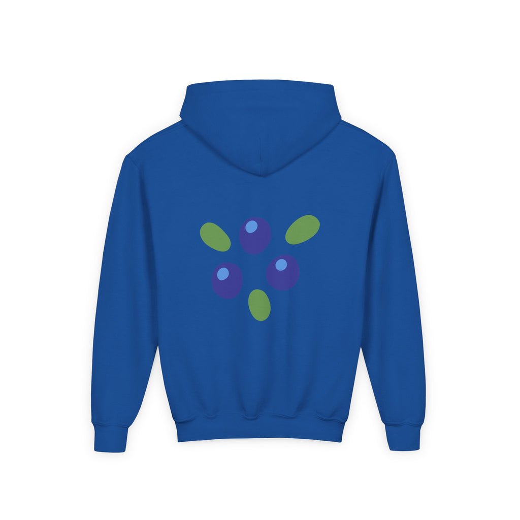 Youth Hoodie - "Love Is Patient" Christian Kids Sweatshirt (Olive/Blue Berry Back Design)