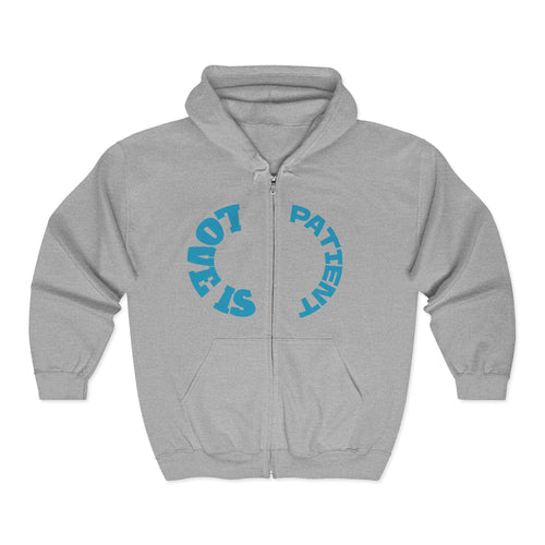 CZip Hoodie — "Stay Patient" Retro Circular Typography Black Zip Up