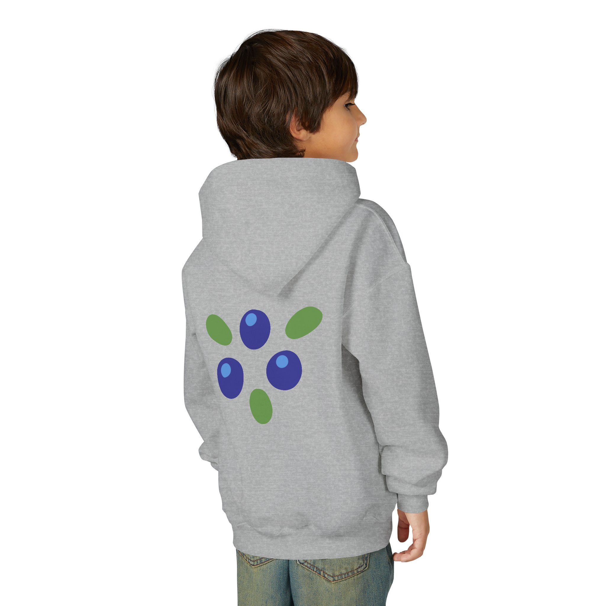 Youth Hoodie - "Love Is Patient" Christian Kids Sweatshirt (Olive/Blue Berry Back Design)