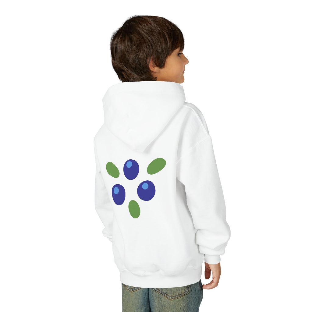 Youth Hoodie - "Love Is Patient" Christian Kids Sweatshirt (Olive/Blue Berry Back Design)