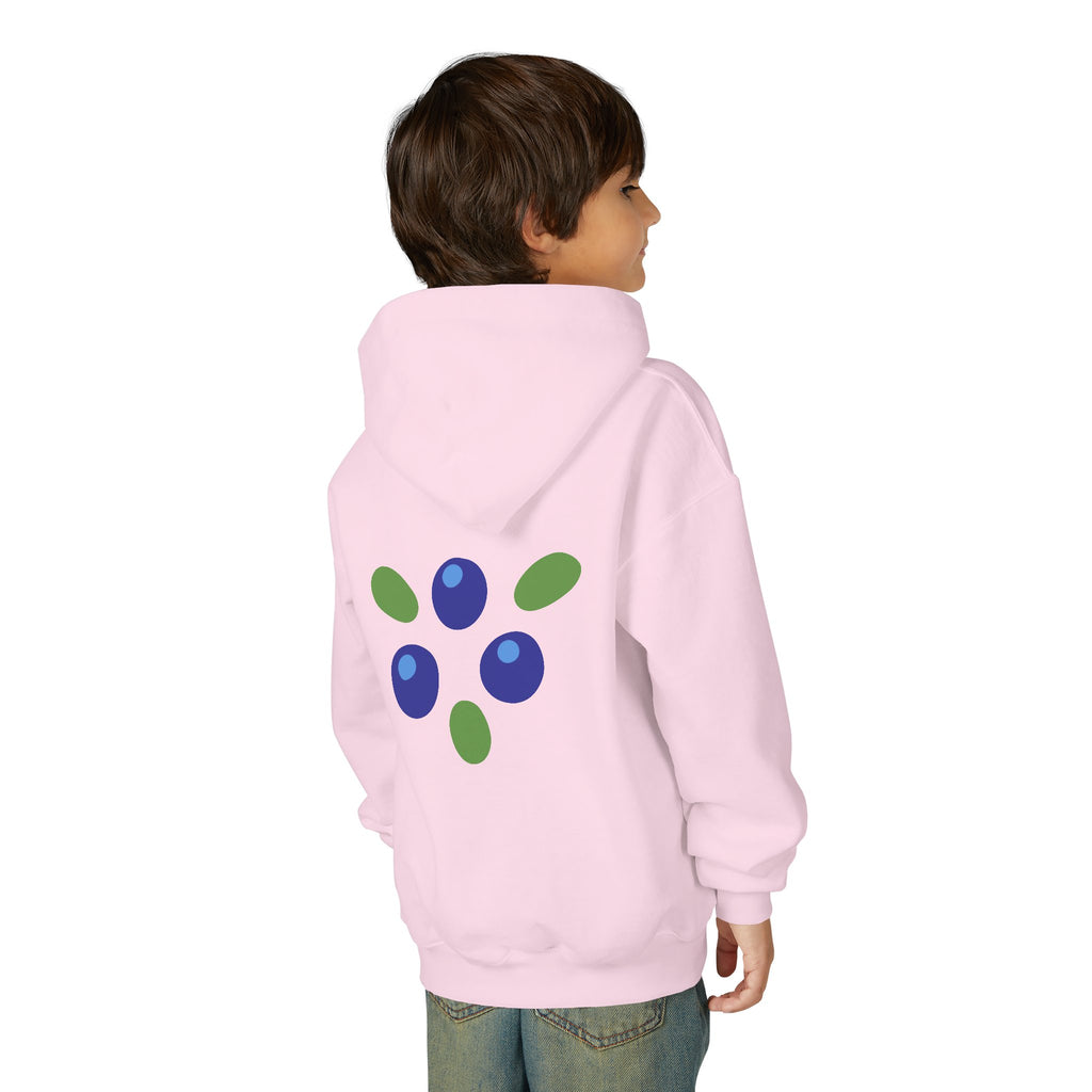 Youth Hoodie - "Love Is Patient" Christian Kids Sweatshirt (Olive/Blue Berry Back Design)