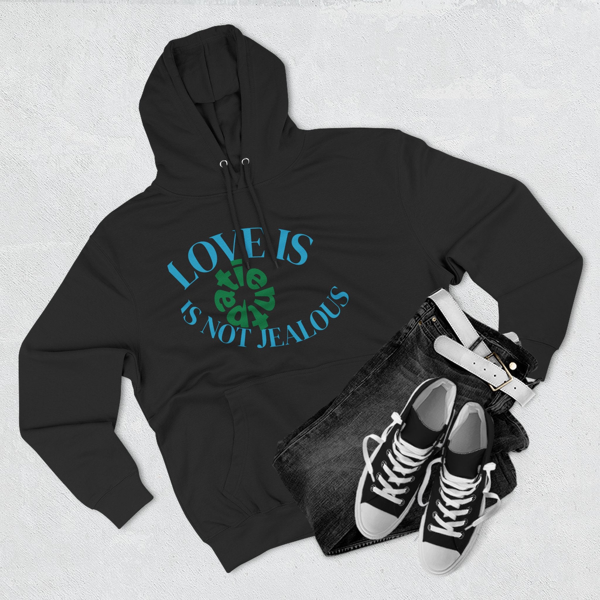 Love is Not Jealous Graphic Hoodie —  Dad & Mom