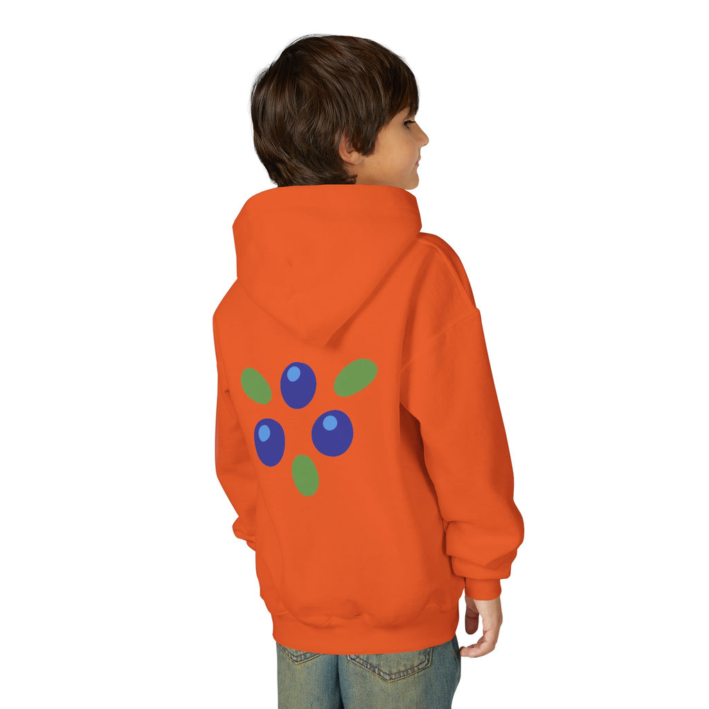 Youth Hoodie - "Love Is Patient" Christian Kids Sweatshirt (Olive/Blue Berry Back Design)