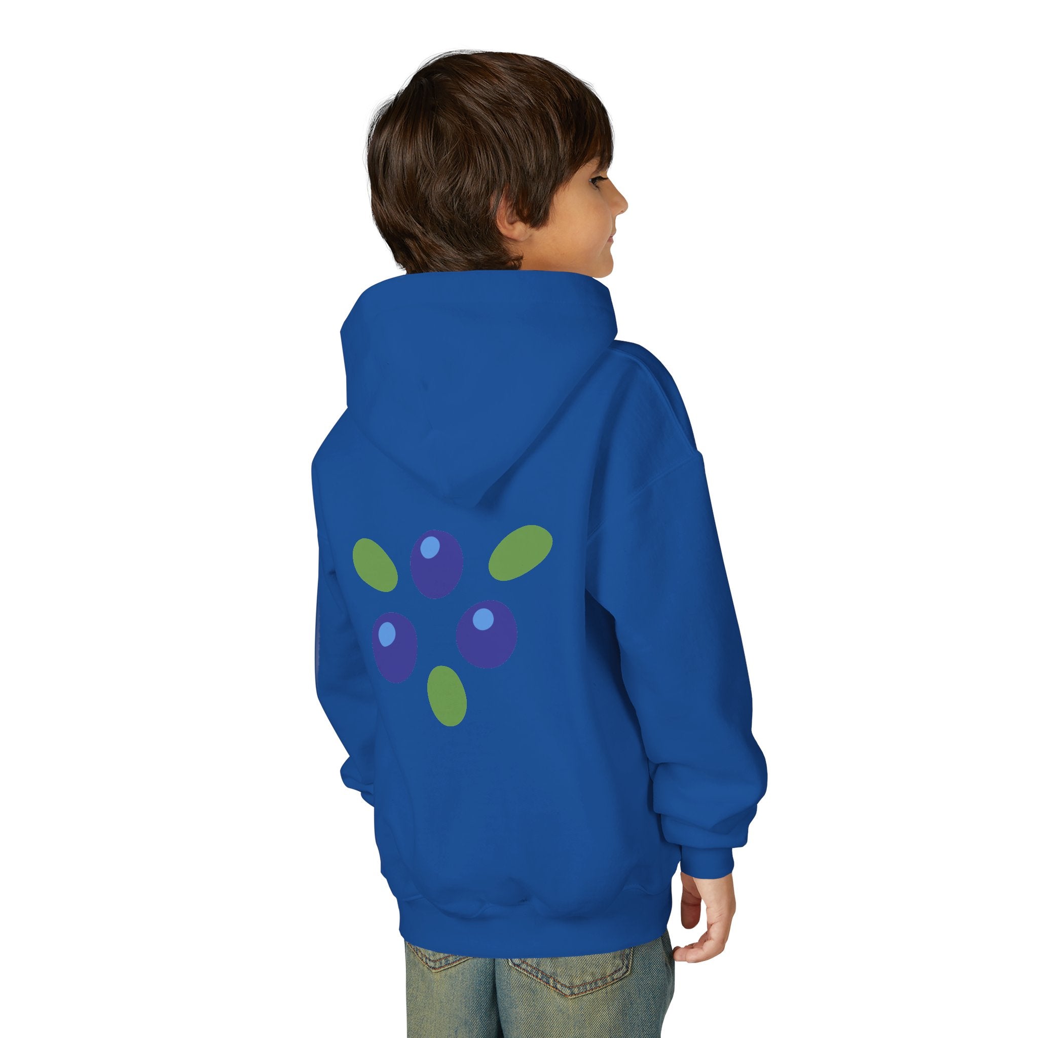 Youth Hoodie - "Love Is Patient" Christian Kids Sweatshirt (Olive/Blue Berry Back Design)