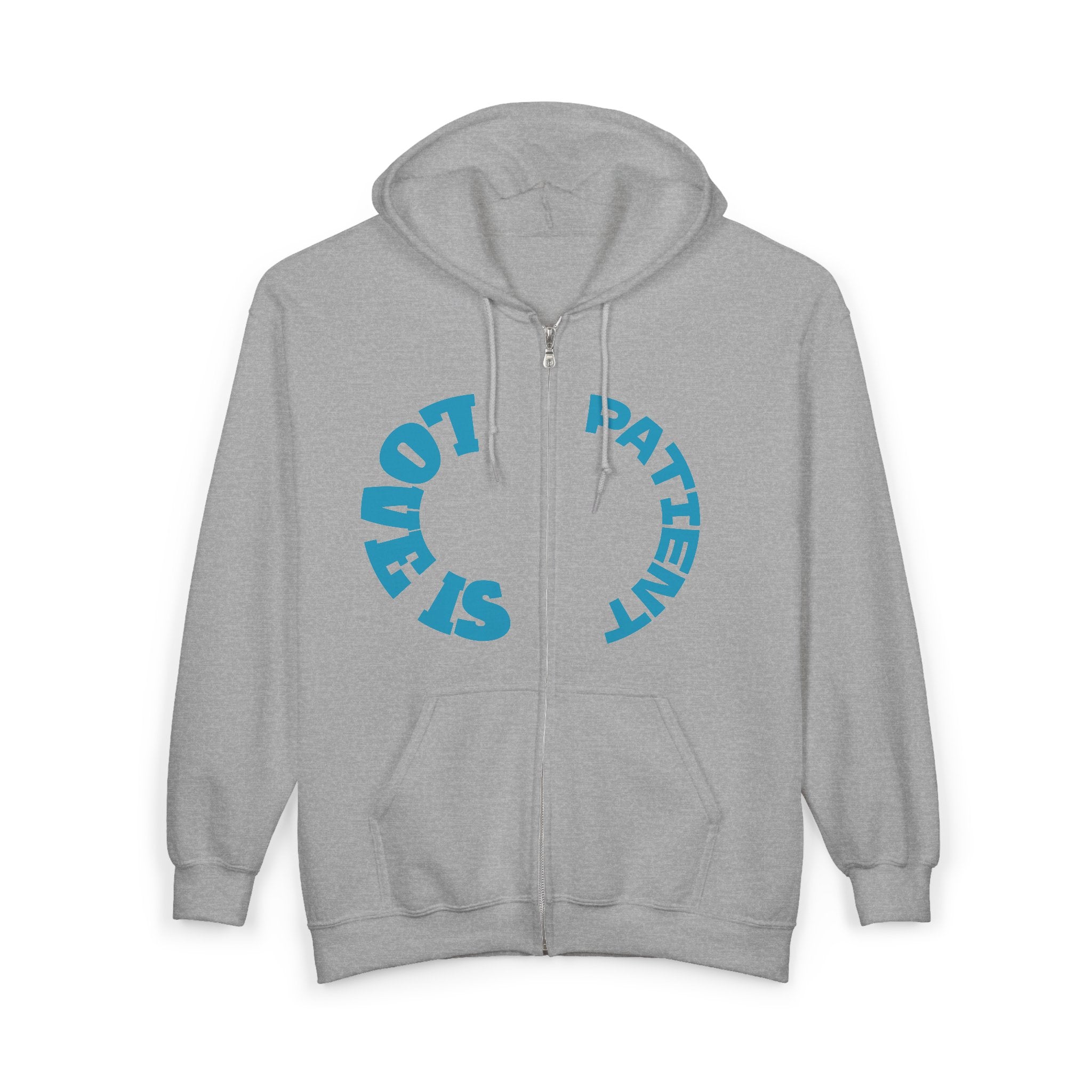 CZip Hoodie — "Stay Patient" Retro Circular Typography Black Zip Up