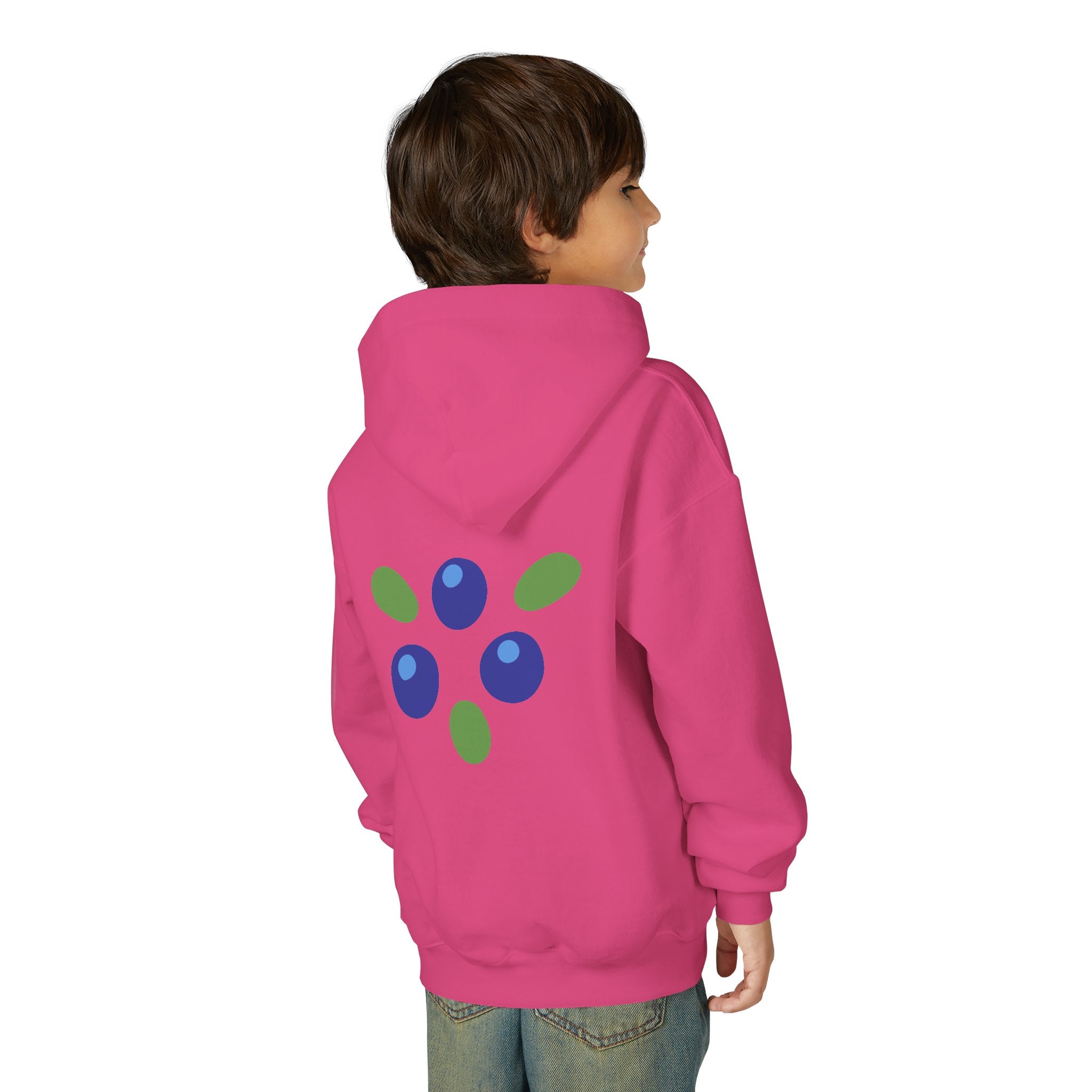 Youth Hoodie - "Love Is Patient" Christian Kids Sweatshirt (Olive/Blue Berry Back Design)